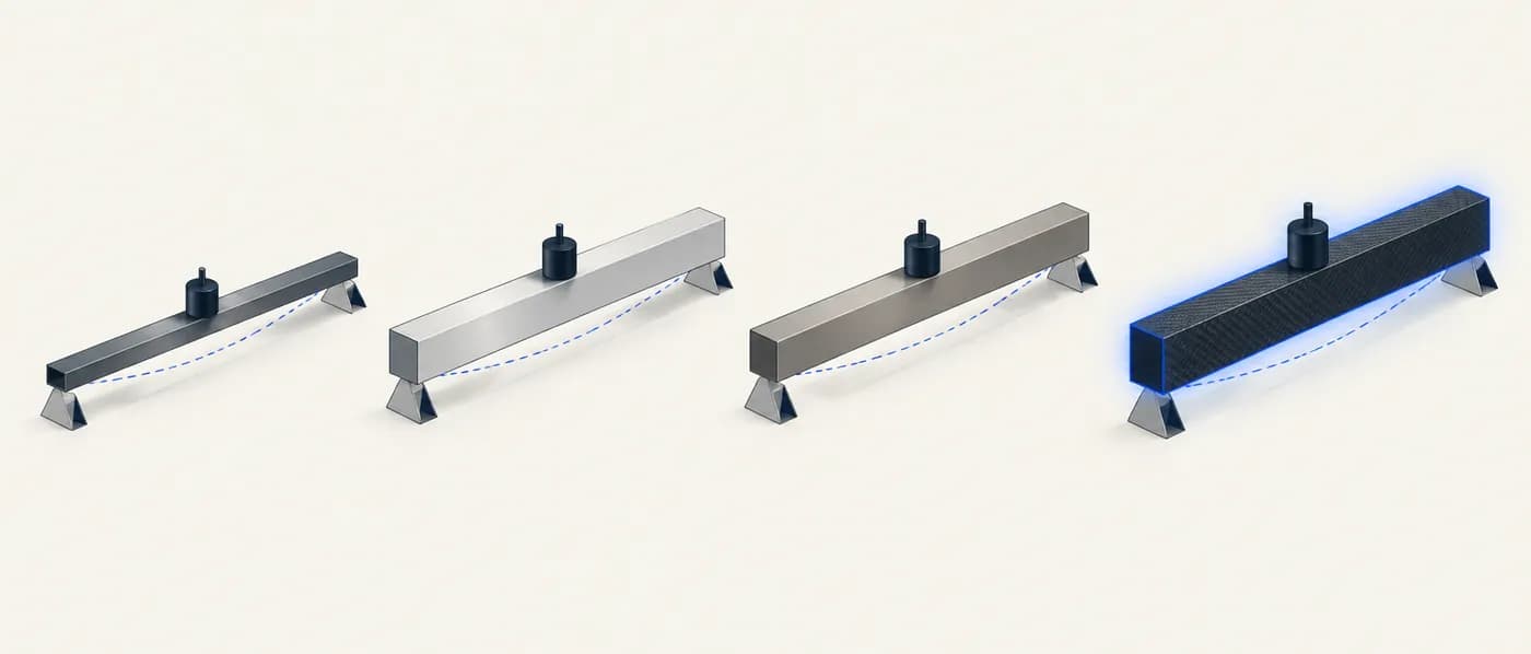 Illustration for the example: Same materials, a light, stiff beam