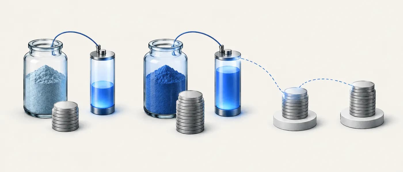 Illustration for the example: Cathode material cost per kWh (hypothetical prices)