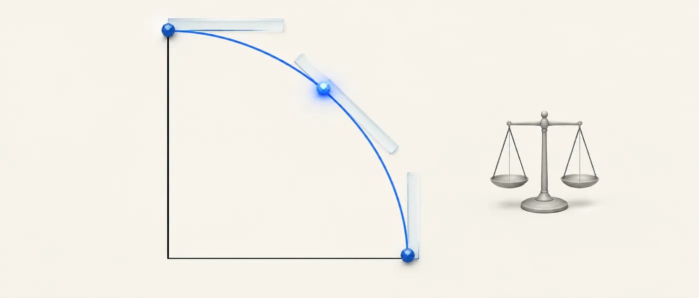 Illustration for the example: Choosing a point on the front with an exchange rate