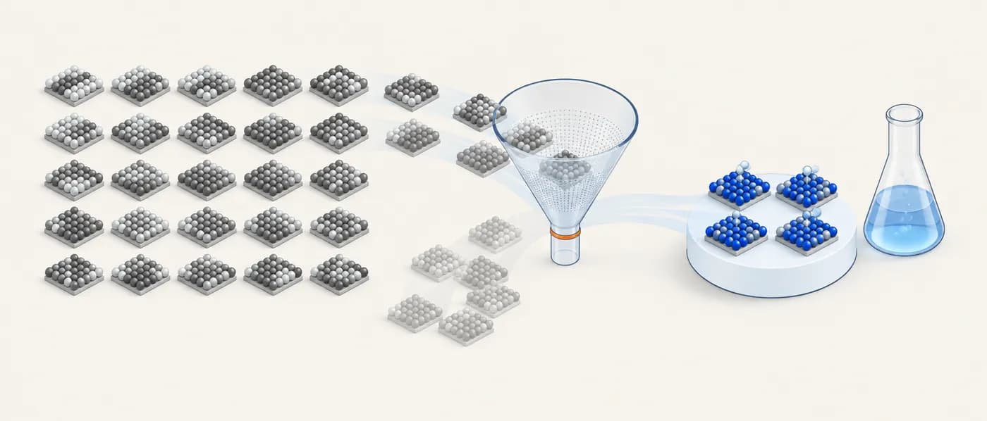 Illustration for the example: Screening a set of alloy surfaces for HER (hypothetical)