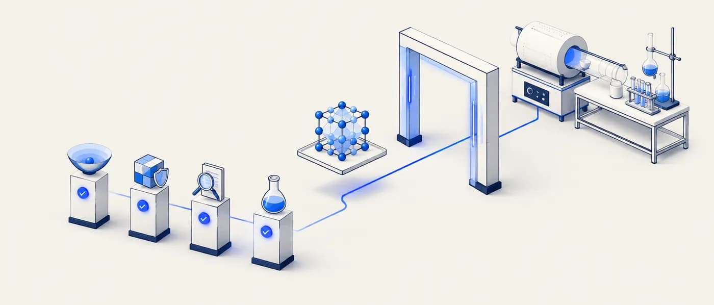 Illustration for the example: Gate: “enter lab synthesis” for a computed candidate