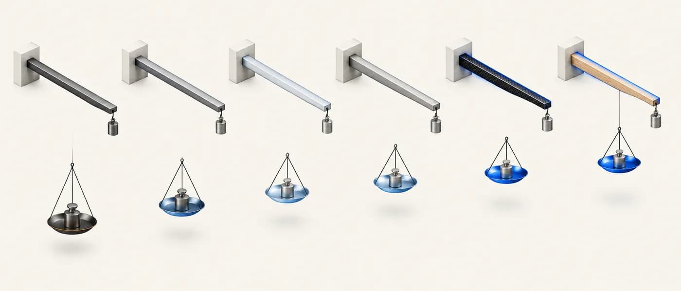 Illustration for the example: Light, stiff beam: why steel loses