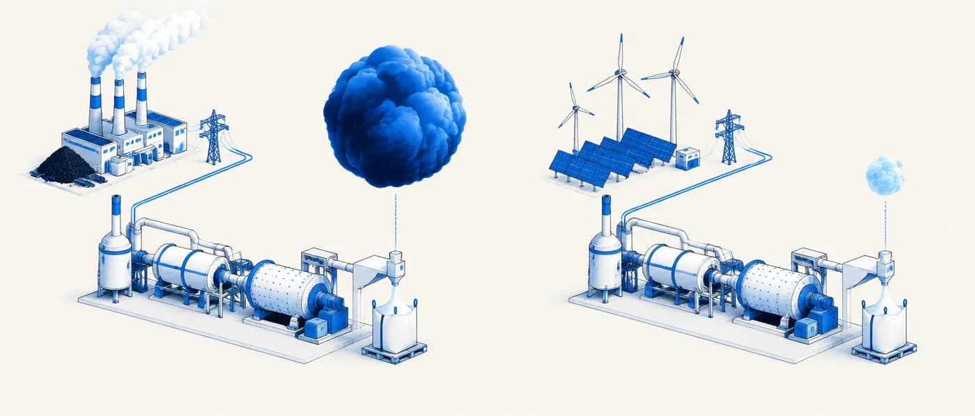 Illustration for the example: Grid electricity dominates an energy-intensive synthesis