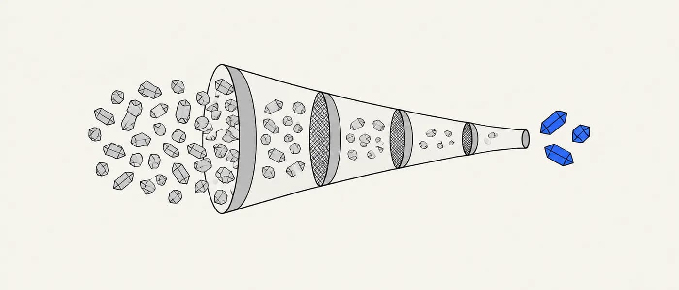 Schematic diagram: Screening funnel (high-throughput screening)
